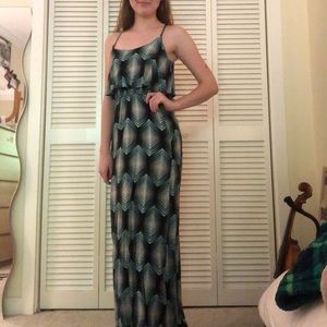 Socialite Blue & Black Pattern Maxi Dress